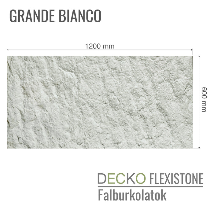 Hajlékony 3D kőhatású falpanelek – <b>GRANDE BIANCO</b> – 5 db-os csomag (1200x600mm-es panelek) - 3,6 m² | DECKO Flexistone