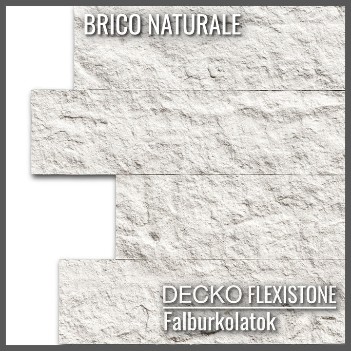 Hajlékony 3D kőhatású falpanelek – <b>BRICO NATURALE</b> – 12 db egymásba illeszkedő, öntapadós panel egy dobozban – 1,08 m² | DECKO FlexiStone