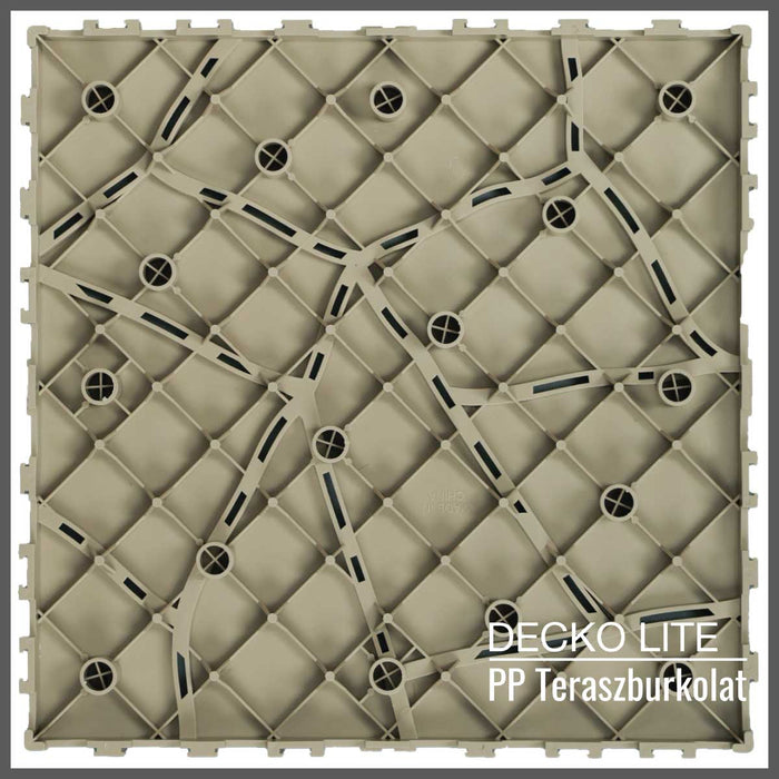 Teraszburkolat - <b>BEIGESTONE</b> - összepattintható PP járólap  – 100% újrahasznosítható prémium polipropilénnel | DECKO Lite (304x304x20 mm) - (Egy darab)