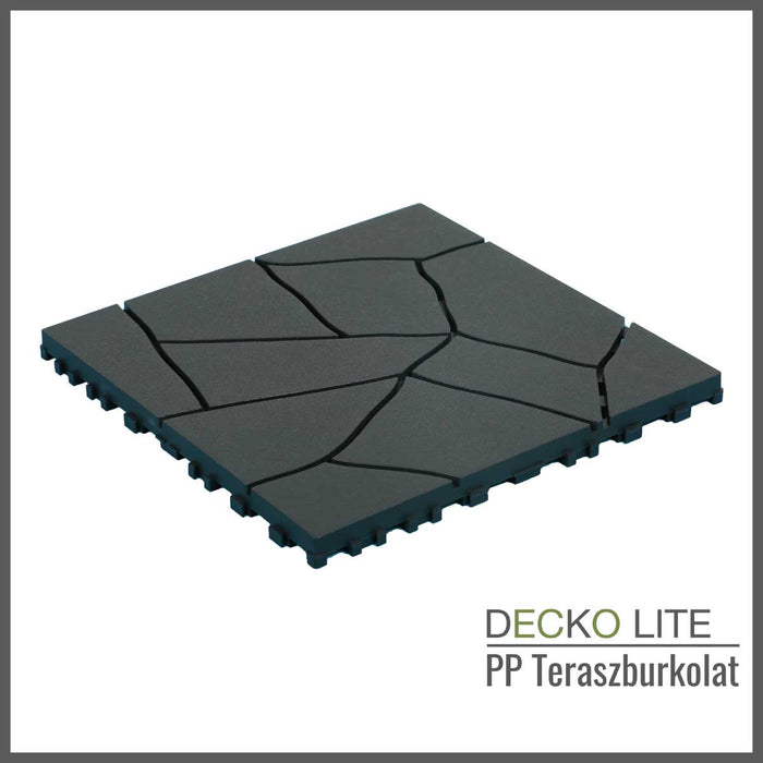 Teraszburkolat - <b>GREYSTONE</b> - összepattintható PP járólap  – 100% újrahasznosítható prémium polipropilénnel | DECKO Lite (304x304x20 mm) - (Egy darab)