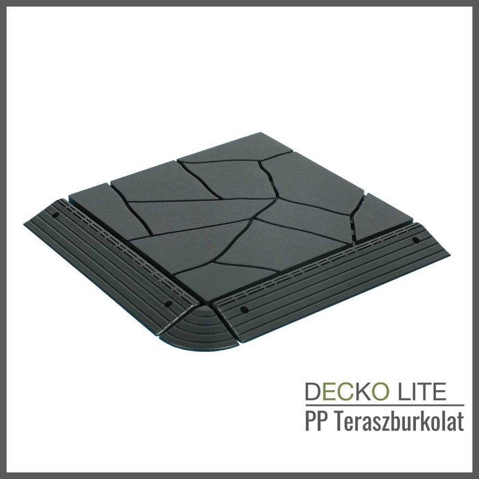 Teraszburkolat - <b>GREYSTONE</b> - összepattintható PP járólap  – 100% újrahasznosítható prémium polipropilénnel | DECKO Lite (304x304x20 mm) - (Egy darab)
