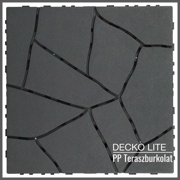 Teraszburkolat - <b>GREYSTONE</b> - összepattintható PP járólap  – 100% újrahasznosítható prémium polipropilénnel | DECKO Lite (304x304x20 mm) - (Egy darab)