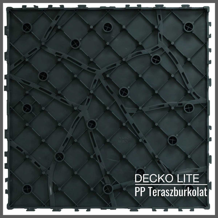 Teraszburkolat - <b>GREYSTONE</b> - összepattintható PP járólap  – 100% újrahasznosítható prémium polipropilénnel | DECKO Lite (304x304x20 mm) - (Egy darab)