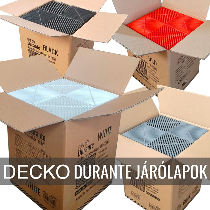 Garázsburkolat - összepattintható polipropilén padló | DECKO <b>DURANTE</b> (400x400x18 mm) - <b>Válassz színt</b> - Ár/doboz/30 db lap