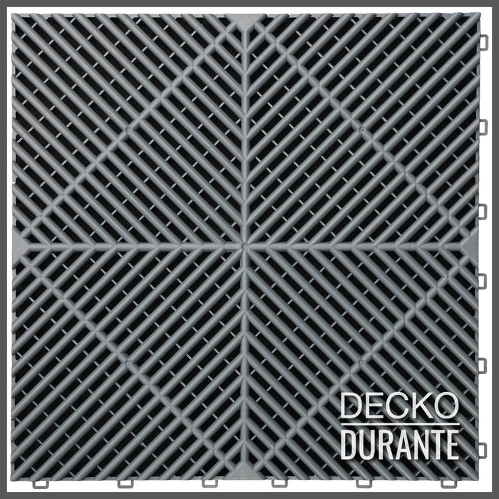 Garázsburkolat <b>SZÜRKE</b> - összepattintható polipropilén padló | DECKO <b>DURANTE</b> (400x400x18 mm) - (Egy darab)