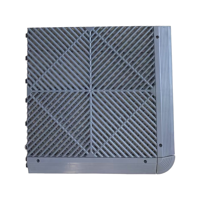 Garázsburkolat <b>Sarokelem</b> - összepattintható polipropilén padlóhoz | DECKO <b>DURANTE</b> (60x60x18 mm) - (Egy darab) - <b>Válassz színt</b>