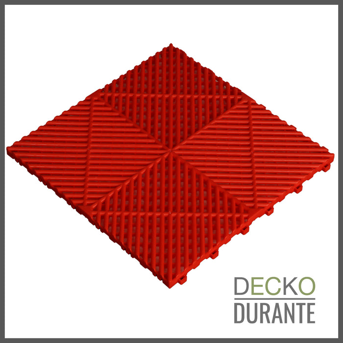 Garázsburkolat <b>PIROS</b> - összepattintható polipropilén padló | DECKO <b>DURANTE</b> (400x400x18 mm) - (Egy darab)
