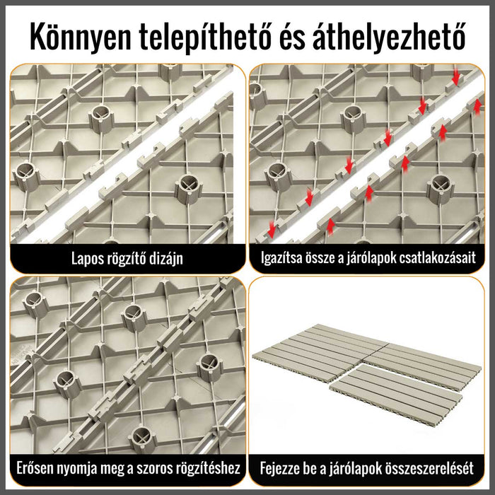 Teraszburkolat - <b>BEIGESLAT</b> - összepattintható PP járólap  – újrahasznosítható prémium polipropilénnel | DECKO Lite (608x304x20 mm) - (Egy darab)