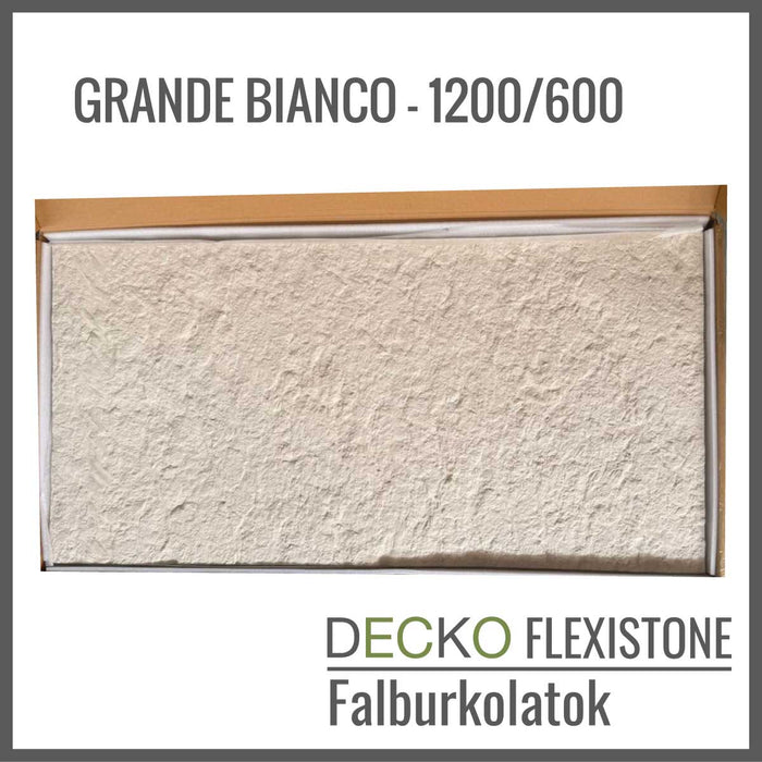 Hajlékony 3D kőhatású falpanelek – <b>GRANDE BIANCO</b> – 5 db-os csomag (1200x600mm-es panelek) - 3,6 m² | DECKO Flexistone