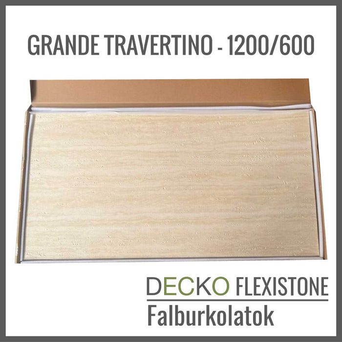 Hajlékony 3D kőhatású falpanelek – <b>GRANDE TRAVERTINO</b> – 6 db-os csomag (1200x600mm-es panelek) - 4,32 m² | DECKO Flexistone