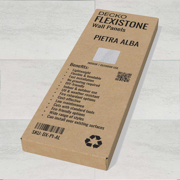 Hajlékony 3D kőhatású falpanelek - <b>PIETRA ALBA</b> - 16 db-os csomag (900 × 300 mm-es panelek) – 4,32 m² | DECKO Flexistone