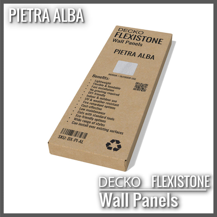 Hajlékony 3D kőhatású falpanelek - <b>PIETRA ALBA</b> - 16 db-os csomag (900 × 300 mm-es panelek) – 4,32 m² | DECKO Flexistone