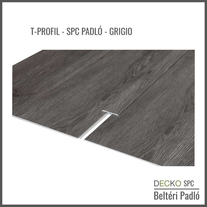 <b>T-Profil Burkolatváltó</b> SPC Hibrid Vinyl Padlóhoz | DECKO (1220x45x6 mm)