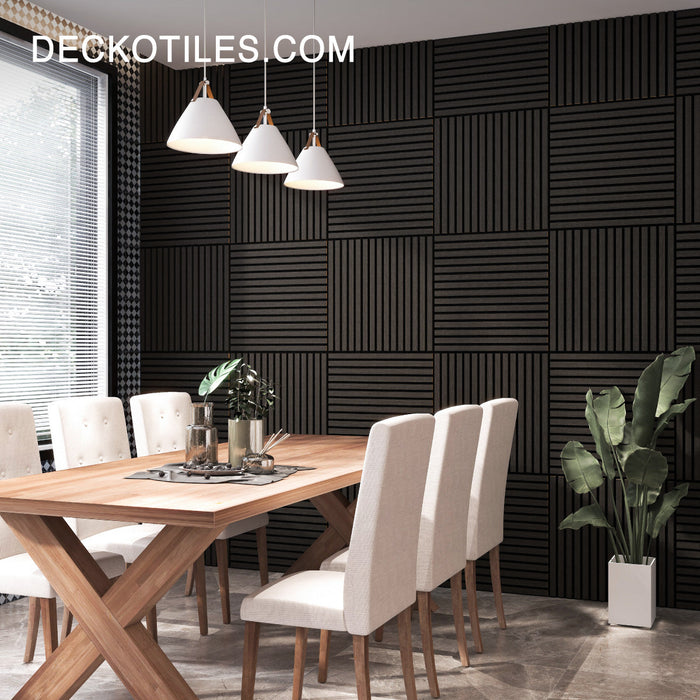 Akusztikus Falpanel – Hangelnyelő, Faerezetes – <b>EBONY Hosszú</b> (3 db/doboz - 1200×600x21 mm - <b>2,16 m<sup>2</sup></b>) | DECKO SOUNDSCAPE