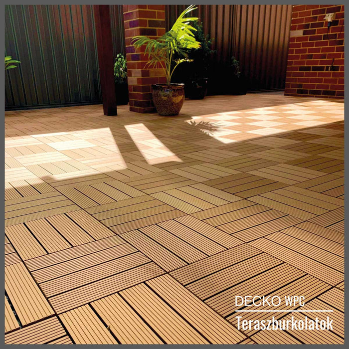 <b>Teraszburkolat</b> - Prémium WPC összepattintható járólap - <b>TIK</b> | DECKO (300x300x20 mm lap) - (Egy darab)