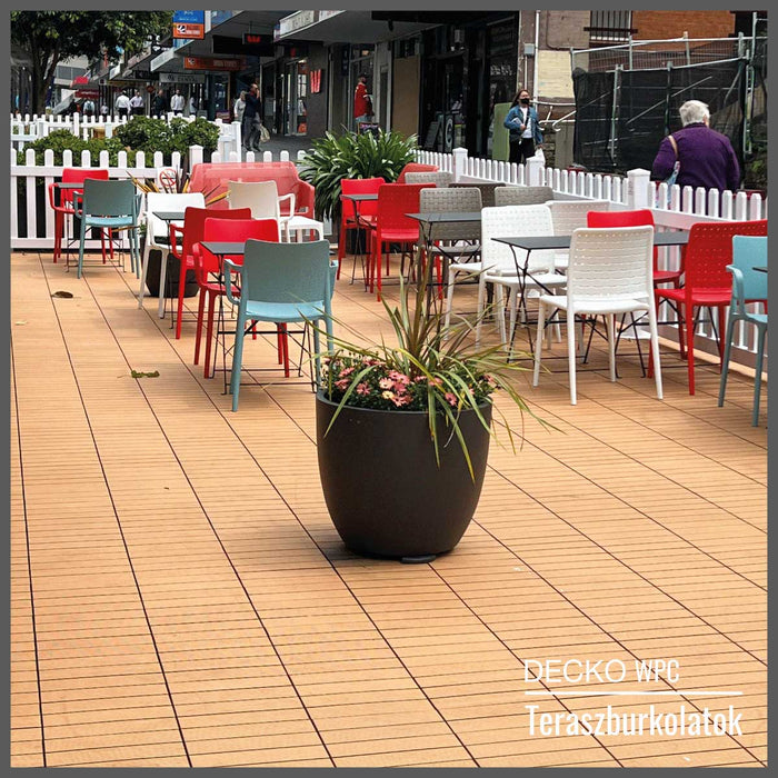 <b>Teraszburkolat</b> - Prémium WPC összepattintható járólap - <b>TIK</b> | DECKO (300x300x20 mm lap) - (Egy darab)